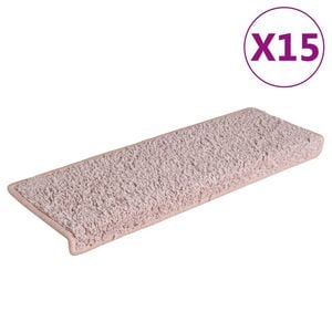 vidaXL Tapis d'escalier 15 pi&egrave;ces 65 x 21 x 4 cm Rose clair Bord rectangulaire