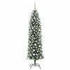 vidaXL Arbre de No&euml;l artificiel slim avec 300 LED Vert et blanc 180 cm