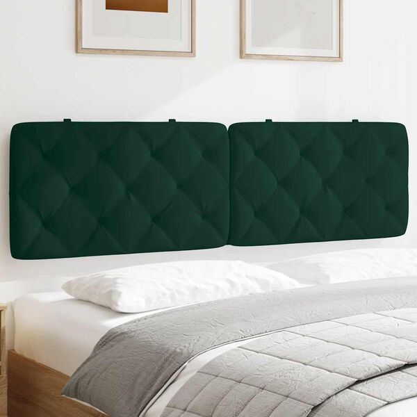 vidaXL Coussin de t&ecirc;te de lit vert fonc&eacute; 180 cm velours