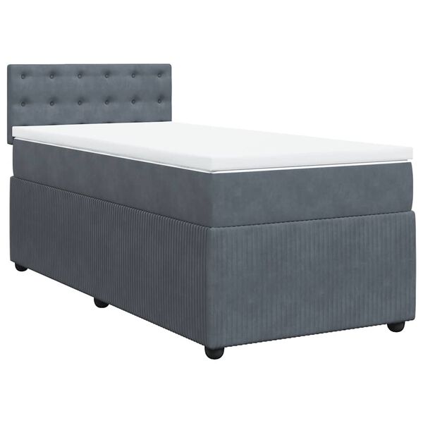 vidaXL Sommier &agrave; lattes de lit et matelas Gris fonc&eacute; 90x190 cm Velours