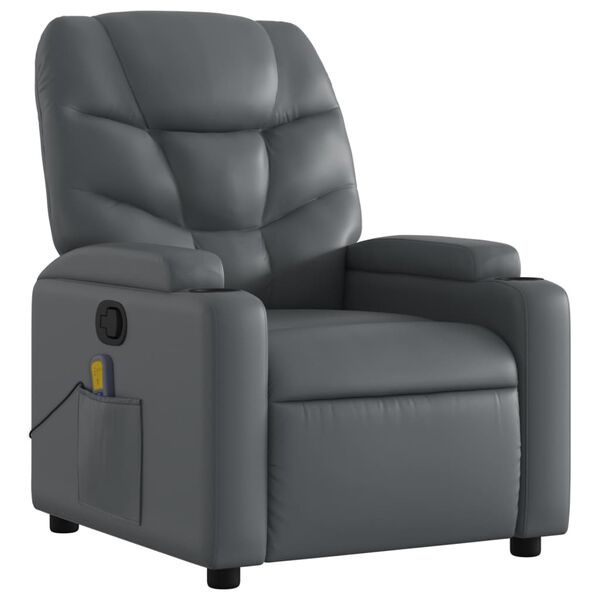 vidaXL Fauteuil de massage inclinable gris similicuir