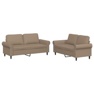 vidaXL Ensemble de canap&eacute;s 2 pcs avec coussins Cappuccino Similicuir