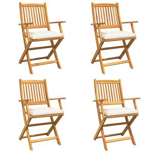 vidaXL Chaise pliante 4 pc Blanc Bois d'acacia massif