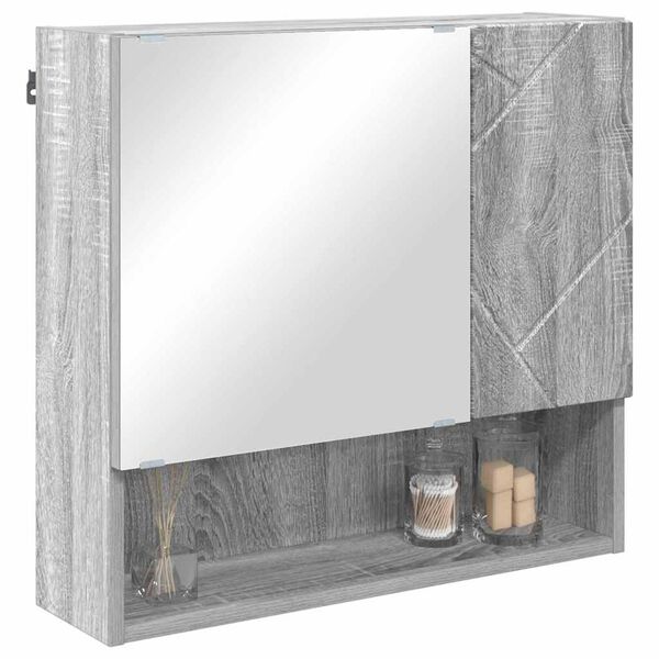 vidaXL Armoire Miroir Gris Sonoma 59 x 17 x 55 cm Bois d'ing&eacute;nierie