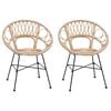 vidaXL Chaise de salle &agrave; manger 2 pc Rotin et m&eacute;tal Naturel