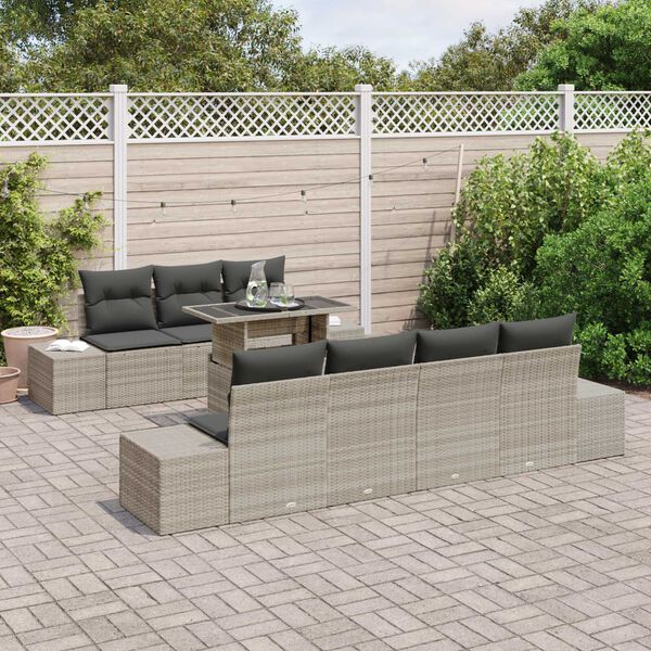 vidaXL Ensemble de canap&eacute; de jardin 8 pcs Gris clair et gris fonc&eacute;