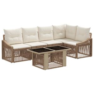 vidaXL Ensemble de canap&eacute; de jardin 6 pc Beige et blanc cr&egrave;me