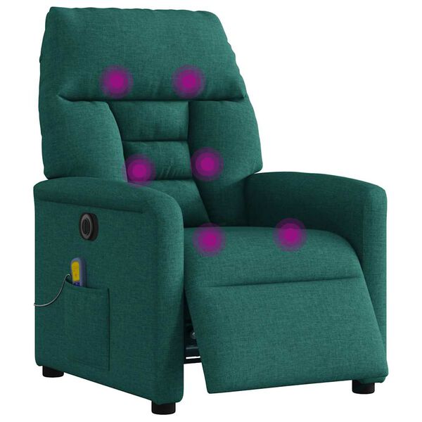 vidaXL Fauteuil de massage inclinable &eacute;lectrique Vert fonc&eacute; Tissu