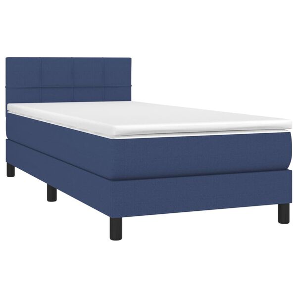 vidaXL Sommier à lattes de lit avec matelas Bleu 80x200 cm Tissu