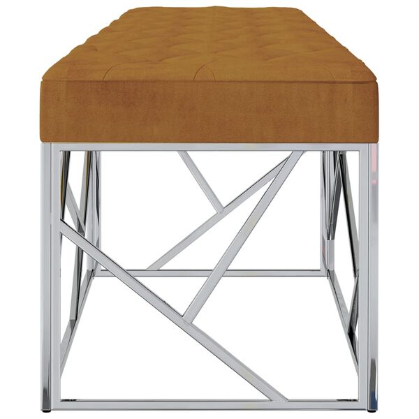vidaXL Banc 97 cm Marron Tissu de velours et acier inoxydable