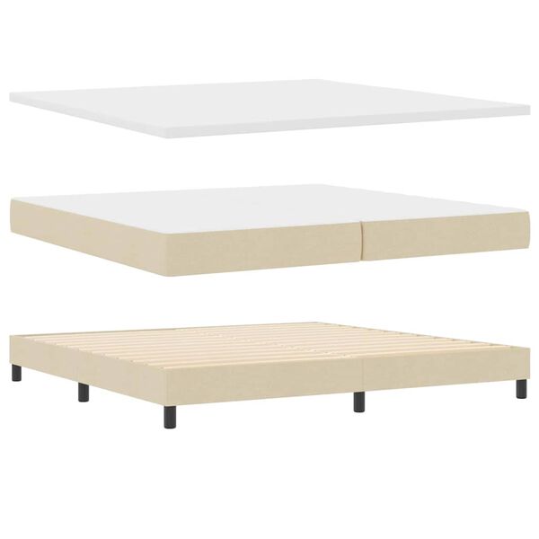 vidaXL Lit &agrave; ressorts avec matelas Cr&egrave;me 200 x 200 cm tissu