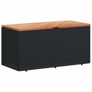 vidaXL Bo&icirc;te de rangement de jardin noir r&eacute;sine tress&eacute;e bois d'acacia