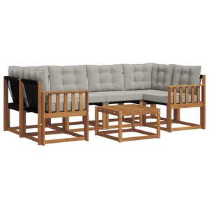 vidaXL Ensemble de canap&eacute;s d'ext&eacute;rieur 7 pc Gris Naturel et Clair