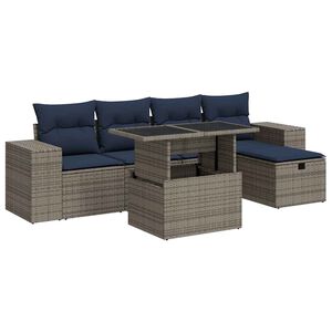 vidaXL Salon de jardin avec coussins 6pcs marron r&eacute;sine tress&eacute;e acacia