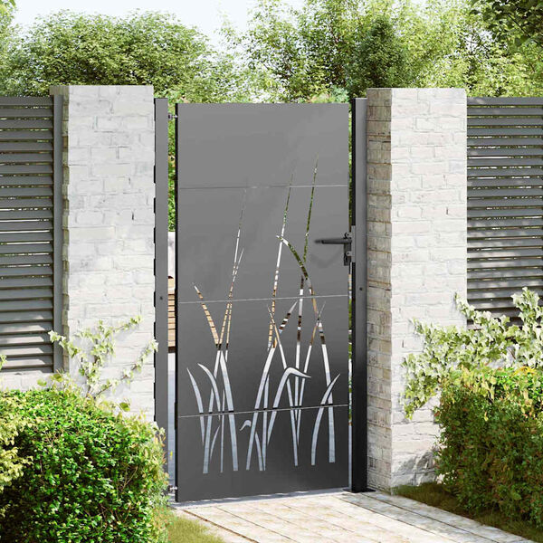 vidaXL Porte de Jardin Noir 85 x 180 cm Acier peint par poudre