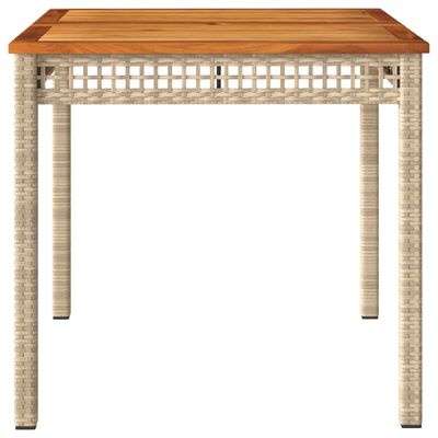 vidaXL Table de jardin beige 80x80x75 cm résine tressée et bois acacia
