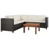 vidaXL Salon de jardin 4 pcs avec coussins R&eacute;sine tress&eacute;e Marron