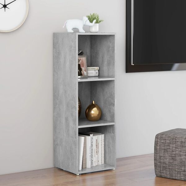 vidaXL Meuble TV gris béton 107x35x37 cm bois d’ingénierie