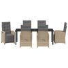 vidaXL Ensemble de salle &agrave; manger pour jardin 7 pcs Beige polyrotin