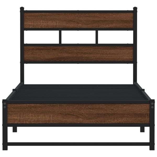 vidaXL Cadre de lit en métal sans matelas chêne marron 100x190 cm