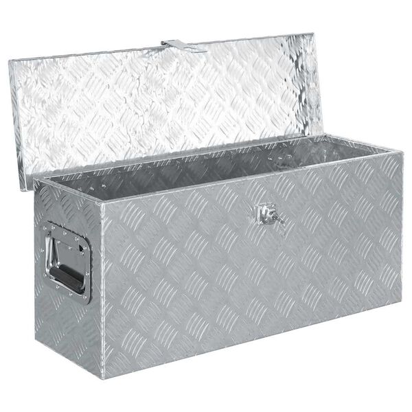 vidaXL Bo&icirc;te en aluminium 76,5 x 26,5 x 33 cm Argent&eacute;