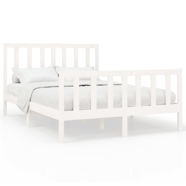 vidaXL Cadre de lit sans matelas blanc 140x190 cm bois de pin massif