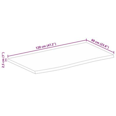 vidaXL Dessus de table à bord vivant 120x60x2,5cm bois massif manguier