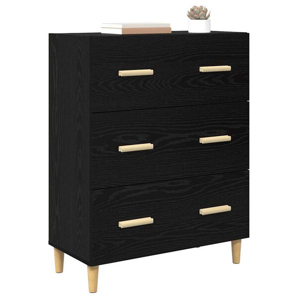 vidaXL Buffet Ch&ecirc;ne noir 69,5 x 34 x 90 cm Bois d'ing&eacute;nierie