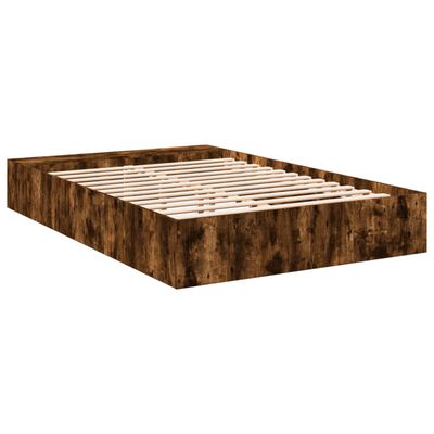 vidaXL Cadre de lit chêne fumé 150x200 cm bois d'ingénierie