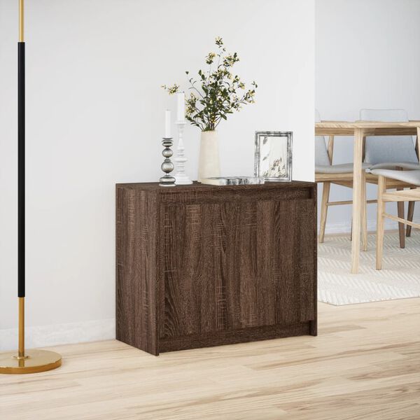 vidaXL Buffet avec LED ch&ecirc;ne marron 72x34x61 cm bois d'ing&eacute;nierie