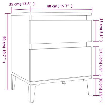 vidaXL Tables de chevet 2 pcs Blanc 40x35x50 cm
