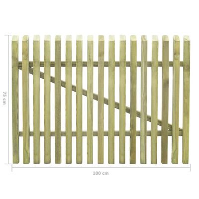 vidaXL Porte de jardin en piquets bois de pin imprégné 100x75 cm