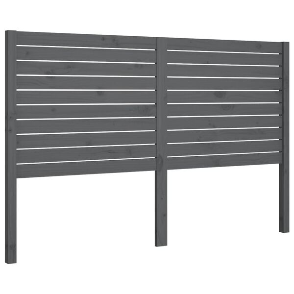 vidaXL T&ecirc;te de lit Gris 146x4x100 cm Bois massif de pin