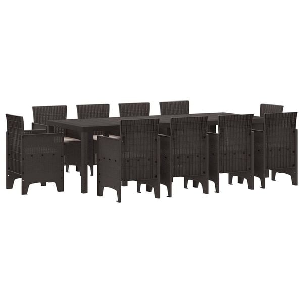 vidaXL Ensemble de salle &agrave; manger pour jardin 11 pcs Marron