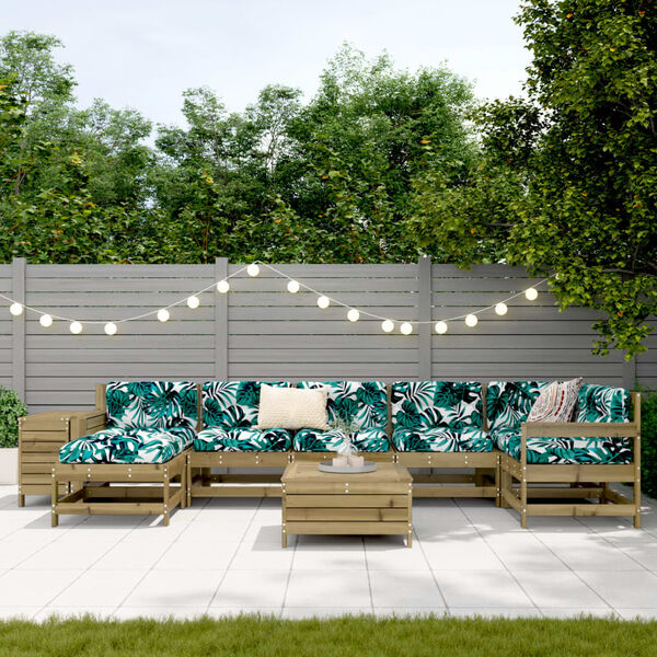 vidaXL Salon de jardin 9 pcs bois de pin impr&eacute;gn&eacute;