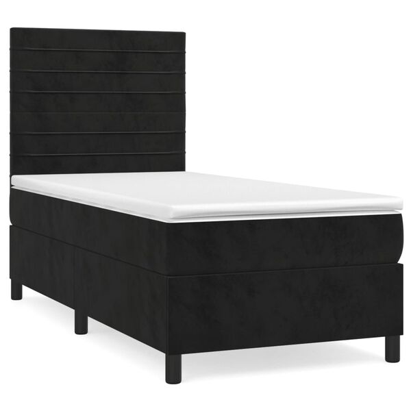 vidaXL Sommier &agrave; lattes de lit avec matelas Noir 100x200 cm Velours