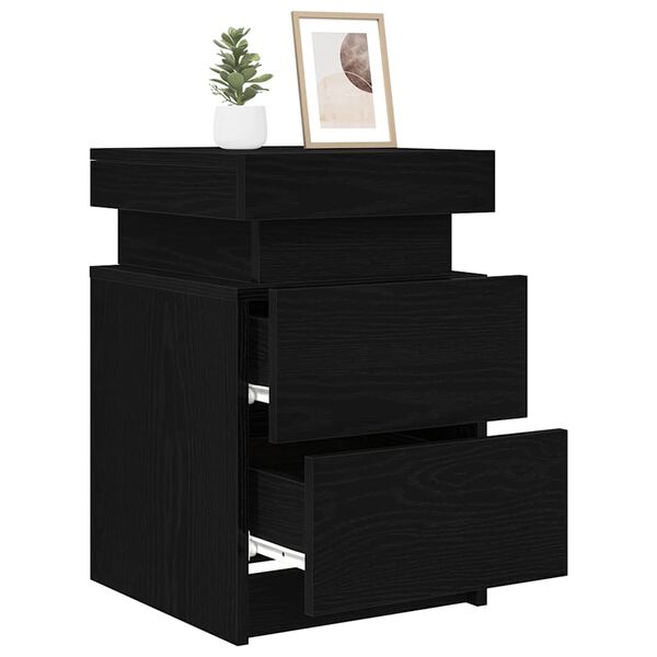 vidaXL Cabinet de chevet Ch&ecirc;ne noir 35 x 39 x 55 cm Bois d'ing&eacute;nierie