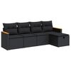 vidaXL Salon de jardin 5 pcs avec coussins noir r&eacute;sine tress&eacute;e