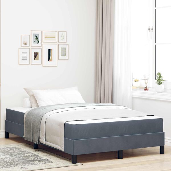 vidaXL Lit &agrave; ressorts avec matelas Gris fonc&eacute; 120 x 200 cm tissu