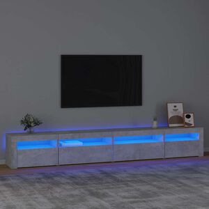 vidaXL Meuble TV avec lumi&egrave;res LED Gris b&eacute;ton 270x35x40 cm