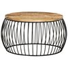 vidaXL Table basse &Oslash;68 cm Bois de manguier brut