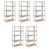 vidaXL &Eacute;tag&egrave;re &agrave; 5 niveaux 5 pcs Argent&eacute; Acier et bois ing&eacute;nierie