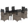 vidaXL Ensemble &agrave; manger de jardin et coussins 7 pcs gris rotin