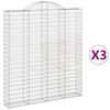 vidaXL Paniers &agrave; gabions arqu&eacute;s 3 pcs 200x30x220/240 cm fer galvanis&eacute;