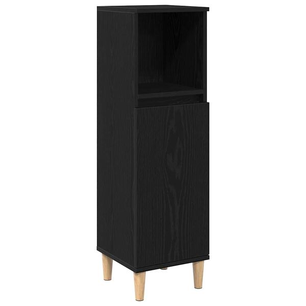 vidaXL Cabinet de Salle de Bain avec porte Ch&ecirc;ne noir 30 x 30 x 100 cm