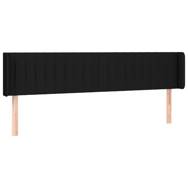 vidaXL T&ecirc;te de lit avec oreilles Noir 203x16x78/88 cm Tissu