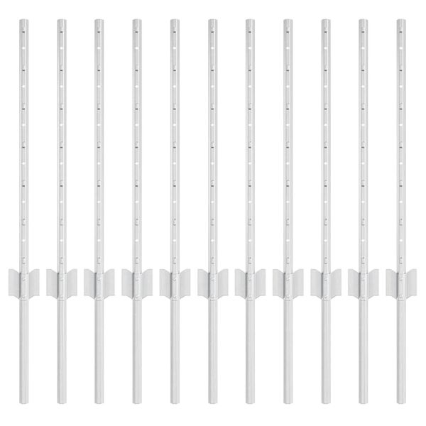 vidaXL Poteau de cl&ocirc;ture. 11 pcs Argent&eacute; 60 cm Acier