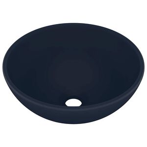 vidaXL Lavabo rond de luxe de salle Bleu fonc&eacute; mat 32,5x14cm C&eacute;ramique