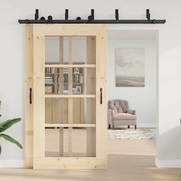 vidaXL Kit de quincaillerie de porte coulissante 213,5 cm acier noir