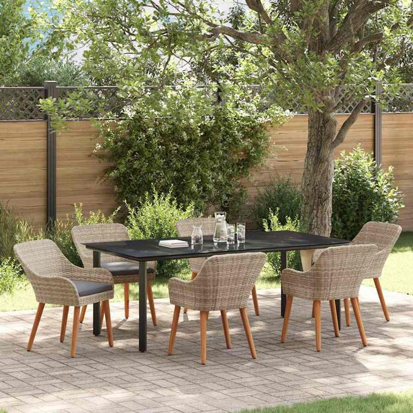 vidaXL Ensemble de salle &agrave; manger pour jardin 7 pcs Gris clair